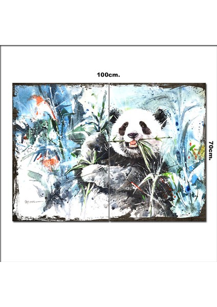 Ahşap Tablo Panda Boyama Soyut Baskılı 70*100CM