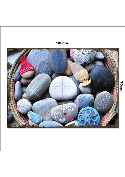Ahşap Tablo Taşlar ve Yazılar 70*100CM