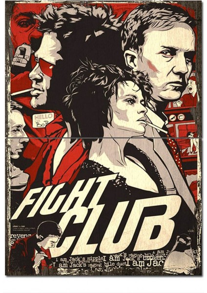 Ahşap Tablo Dövüş Kulübü Fight Club Modern Ahşap Tablo