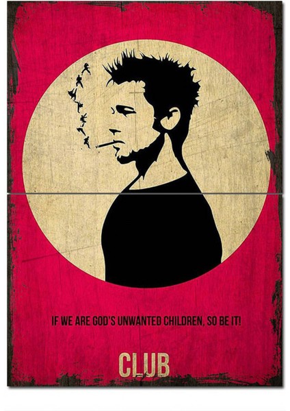 Ahşap Tablo Eski Fight Club Figürü Afiş Görseli Art Mdf Poster
