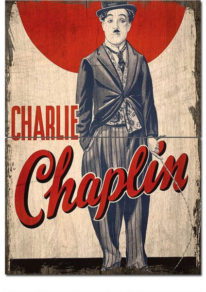 Ahşap Tablo Charlie Chaplin Desenli Mdf Tablo