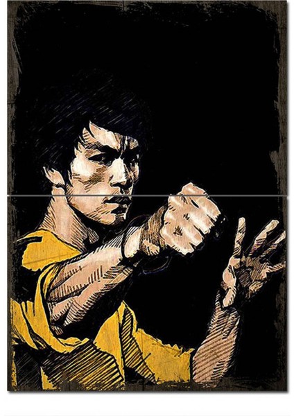 Ahşap Tablo Eski Kung Fu Bruce Lee Görseli Dekoratif Mdf Tablo