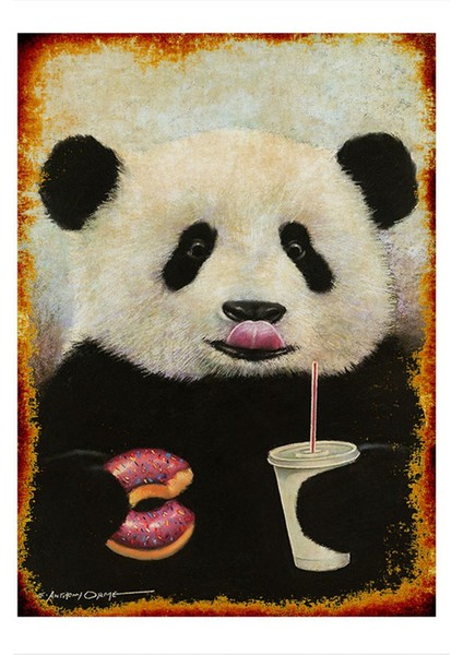Yemek Yiyen Panda Art Mdf Poster