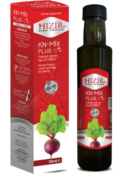 Hızır Kn-Mix Plus 250 Ml. Kırmızı Pancar Üzüm Çekirdeği Isırgan Otu Ekstraktı