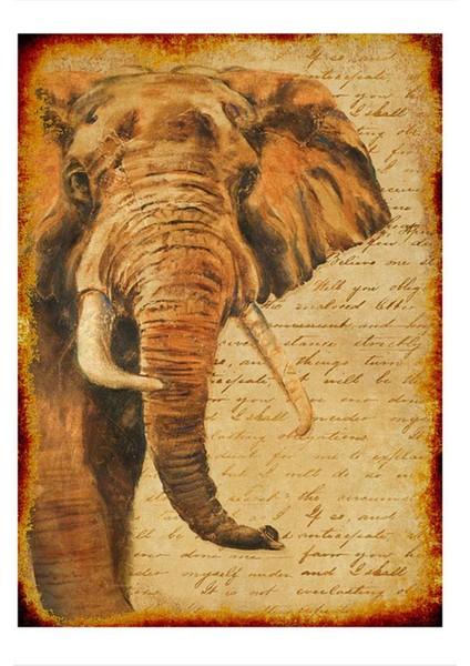 Retro Afrika ve Fil Hediyelik Mdf Tablo