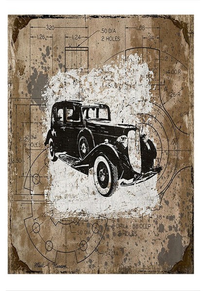 Retro Klasik Araba Dekoratif Ahşap Tablo