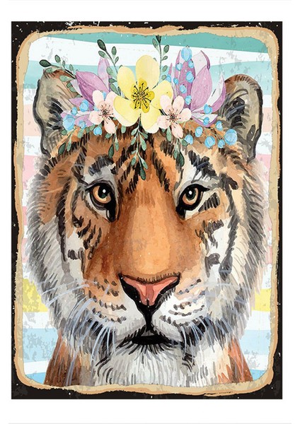 Çiçek ve Kaplan Mdf Poster