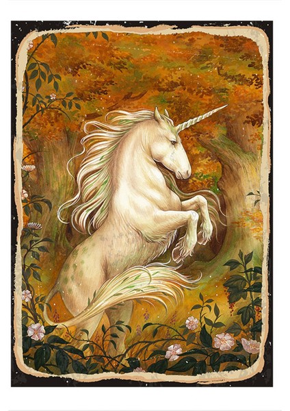Beyaz Unikorn At Hediyelik Ahşap Tablo
