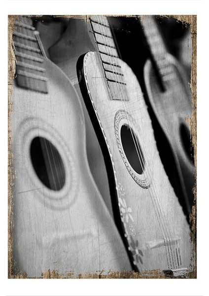 Klasik Gitar Desenli Ahşap Tablo