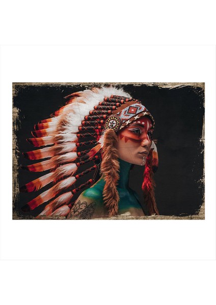 Kızılderili Tasarım Ahşap Tablo