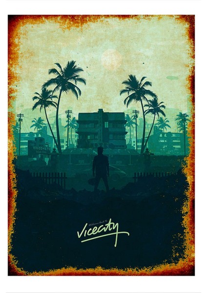 Gta Vice City Lacivert Mdf Poster