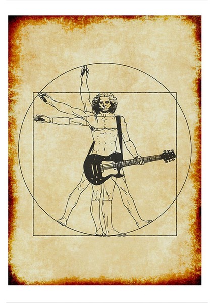 Gitaristin Anatomisi Tasarım Ahşap Tablo