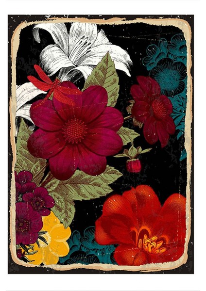 Renkli Çiçekler Tasarım Ahşap Tablo