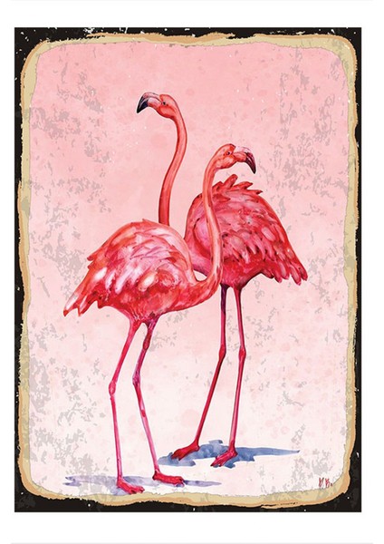 Pembe Flamingolar Hediyelik Mdf Tablo