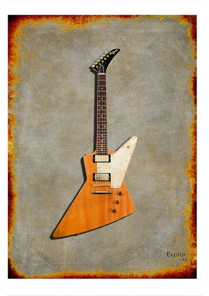 Explorer Kasa Gitar Desenli Ahşap Tablo