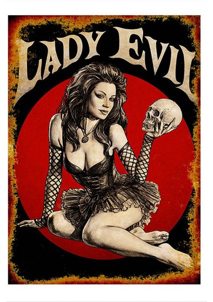 Kadın Şeytan Desenli Ahşap Tablo