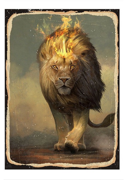 ormanın Kralı Aslan Desenli Mdf Tablo