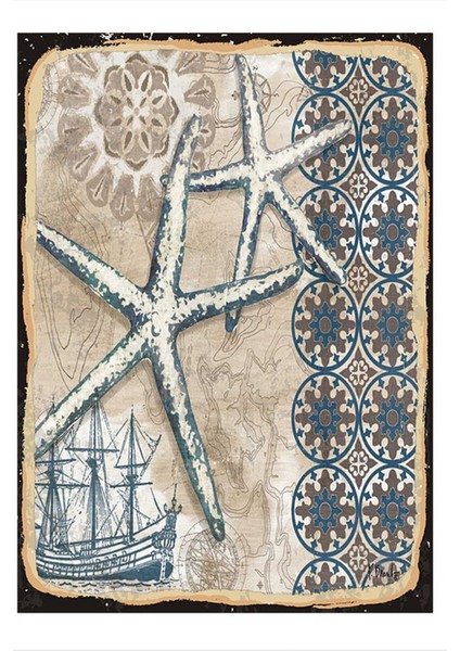 Yelkenli ve Deniz Yıldızları Mdf Poster