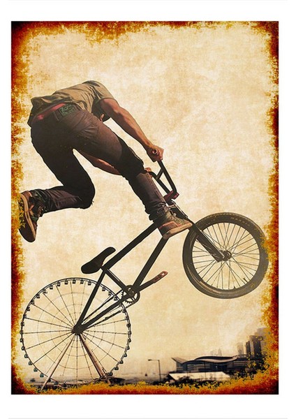 Bmx ve Dönme Dolap Desenli Ahşap Tablo