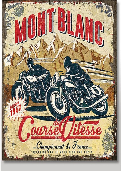 Ahşap Tablo mont Blanc Motorsiklet hız Yarışı