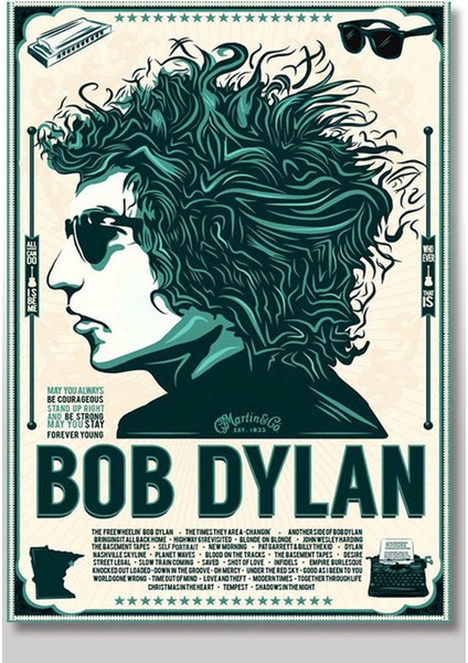Ahşap Tablo Bob Dylan Poster