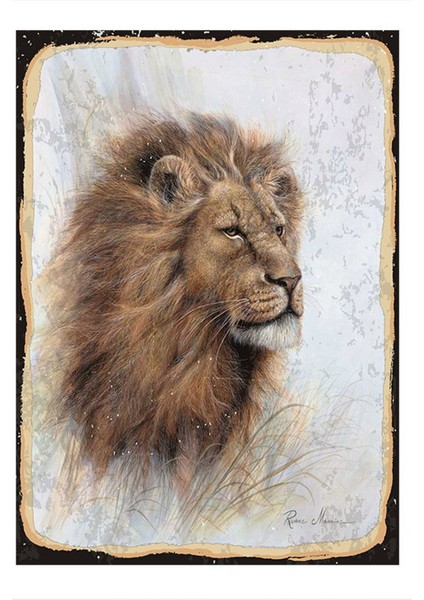 Aslan Silüeti Modern Ahşap Tablo