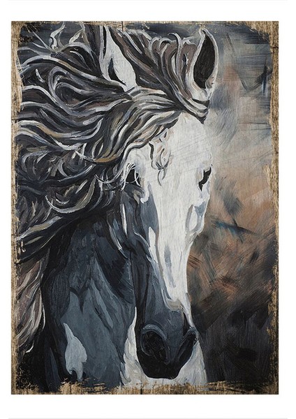 Beyaz At Dekoratif Ahşap Tablo