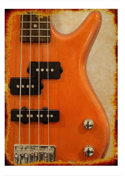 Bass Gitar Desenli Ahşap Tablo