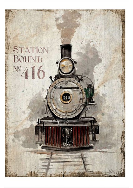 Buharlı Tren Mdf Poster