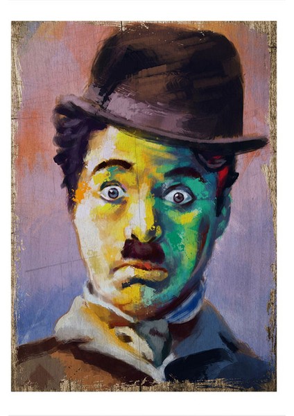 Şaşırmış Charlie Chaplin Modern Ahşap Tablo