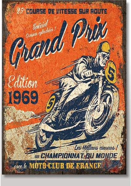 Ahşap Tablo Motorsiklet Yarışı Tarz