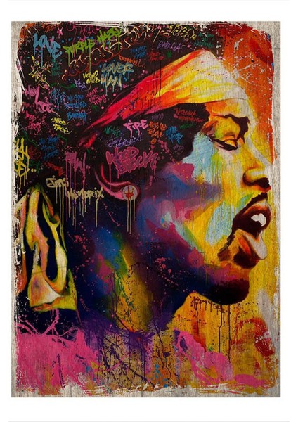 Ahşap Tablo Retro Jimi Hendrix