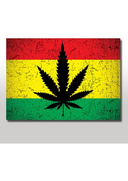 Ahşap Tablo Cannabis Yaprak Resmi