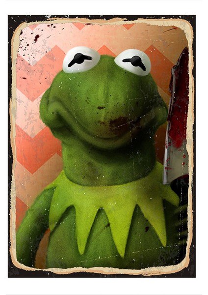 kurbağa Kermit Tasarım Ahşap Tablo