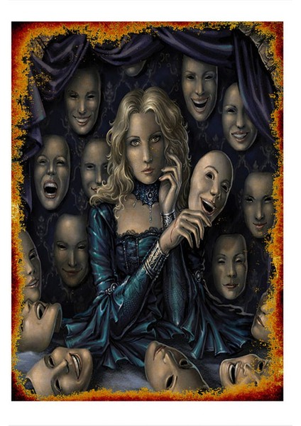 Kadın ve Maskeler Tasarım Mdf Tablo