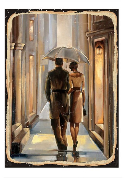 Şemsiyeli Çift Art Mdf Poster