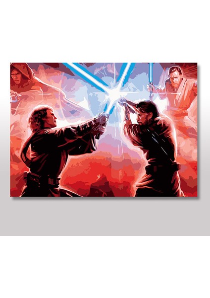 Ahşap Tablo Luke Skywalker ve Obi-Wan Kenobi Baskılı