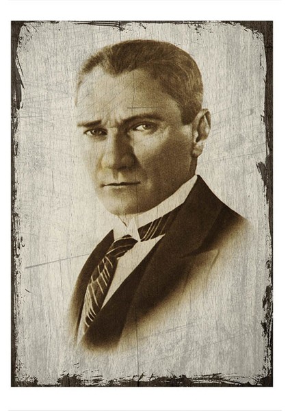 Ahşap Tablo Eski Zeminde Atatürk Portresi