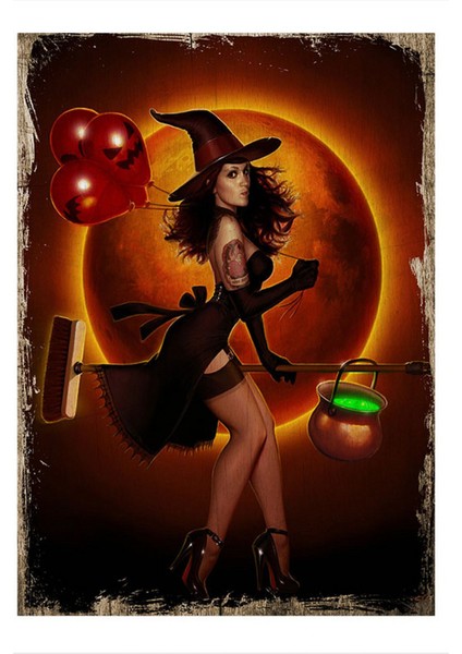 Pin Up Cadı Art Mdf Poster