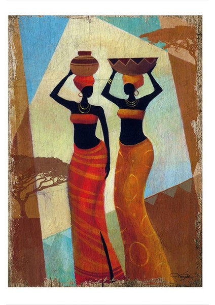 Afrika Temalı Tasarım Ahşap Tablo