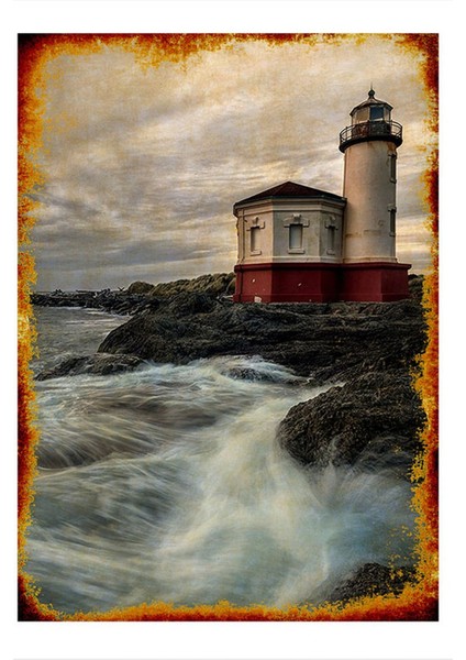 deniz Feneri Desenli Ahşap Tablo