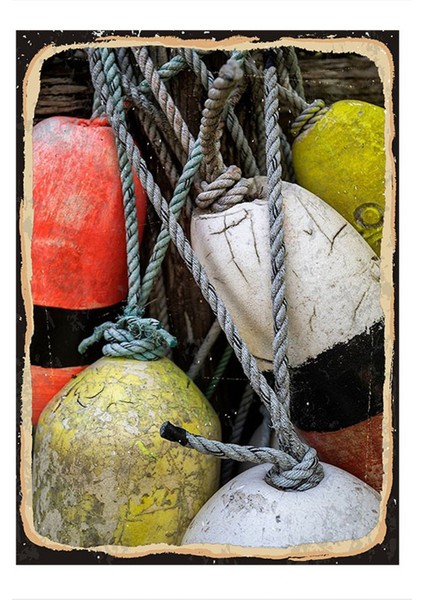 Gemi Bağlama Şamandıraları Model Ahşap Tablo