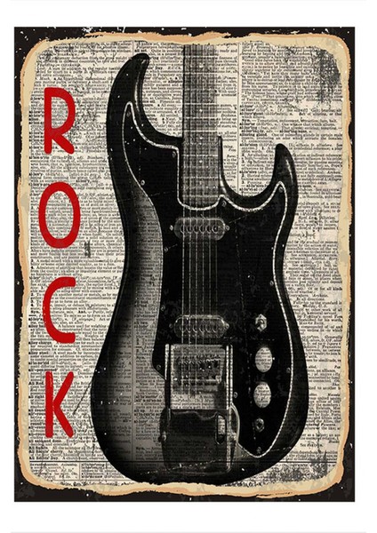 Elektro Gitar Dekoratif Ahşap Tablo