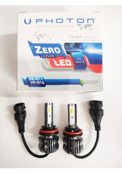 Photon Zero H1 H3 H4 H7 H8 H9 H11 H27 Hb3 9005 Hb4 9006+3 Plus Fansız LED Xenon Buz Beyaz 12V-24V Uyumlu 6000 Kelvin