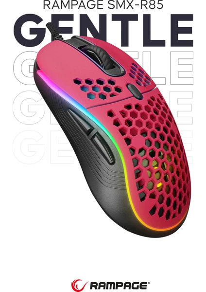 SMX-R85 Gentle RGB Makrolu Oyuncu Mouse Kırmızı