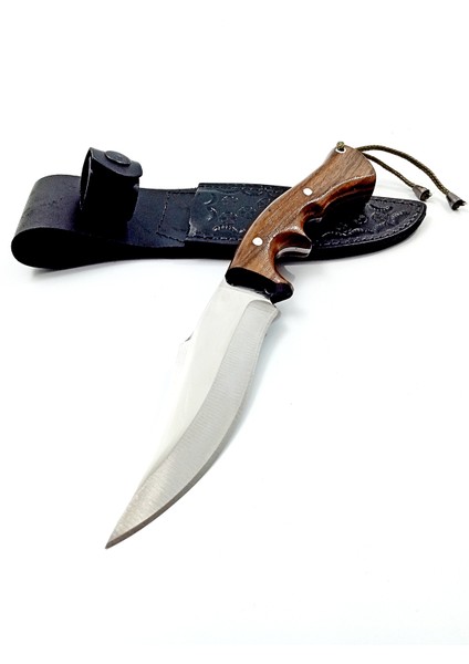 El Yapımı Kök Ceviz Kabzeli Paslanmaz Çelikten Avcı Bıçağı