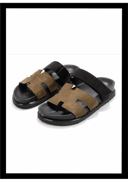 Haki Siyah Süet Kadın Terlik K04192163502