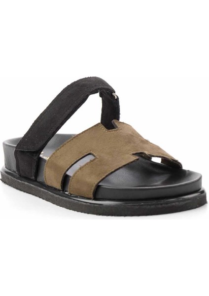 Haki Siyah Süet Kadın Terlik K04192163502 modelleri