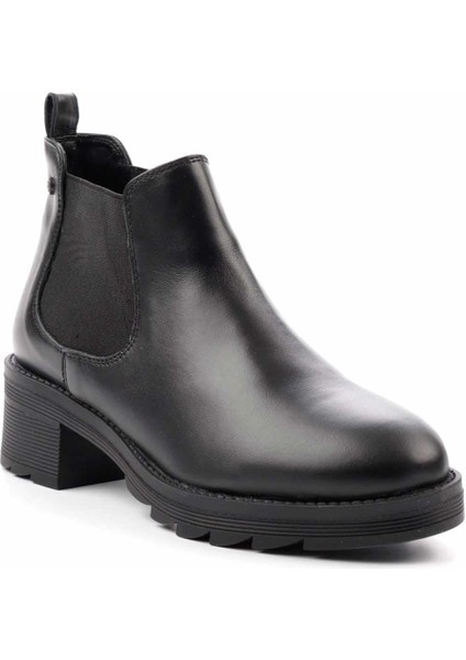 Siyah Hakiki Deri Kadın Bot & Bootie K02351315503