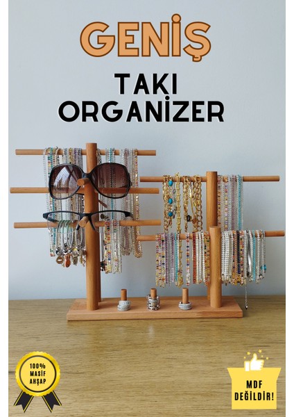 K&G Foot Rest Takı Organizer Ahşap Takı Askısı Geniş Takı Standı. Kolye Askısı Takı Düzenleyici